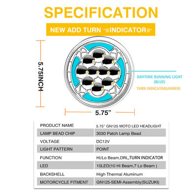 Round Motorcycle LED Headlight with High Thermal Conductivity Aluminum Shell IP67 Waterproof and Semi-assembly Design