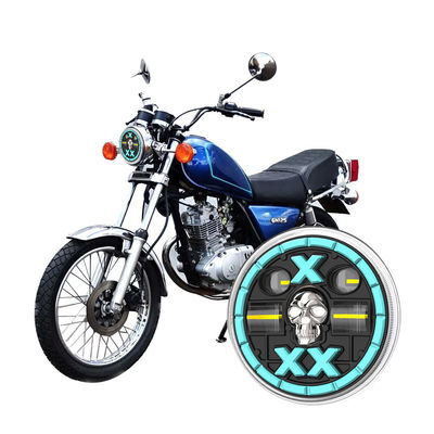 YAYE 5.75 Inch GN125 LED Accessory Red Skull Motorcycle High Low Beam DRL Headlight with Optical Lens