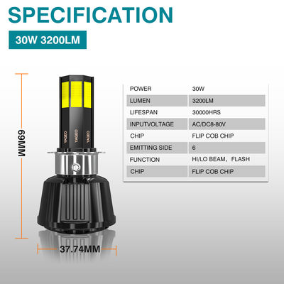YAYE New Arrival 6 Light Built-in Drive Hi/Lo Beam Flash Motorcycle LED Headlight