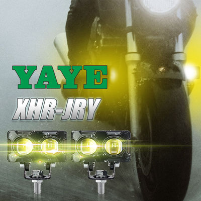 YAYE Exploradoras Para Moto Luces Mini Spot Light Led Lente De Doble Proyector Amarillo Blanco 20W 2000LM