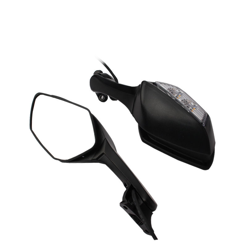 High Quality Black Universal Rearviews Motorcycles Side View Mirror With LED Turn Light Signals